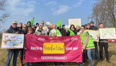 Gewerkschaftliche Mittagspause in Frankfurt/Oder und Cottbus im Februar 2025